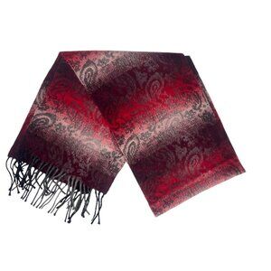 Cejon Scarf Womens Red Gray Gradient Fringe Italy Warm Winter